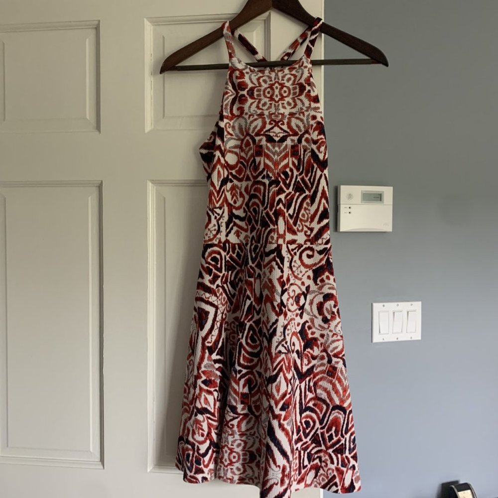 AQUA RED PATTERN MINI DRESS